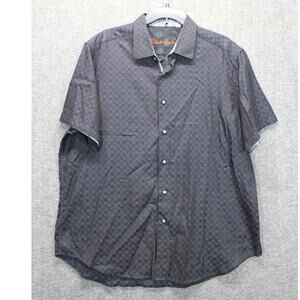 Robert Graham Shirt Mens XXL Black Print Short Sleeves